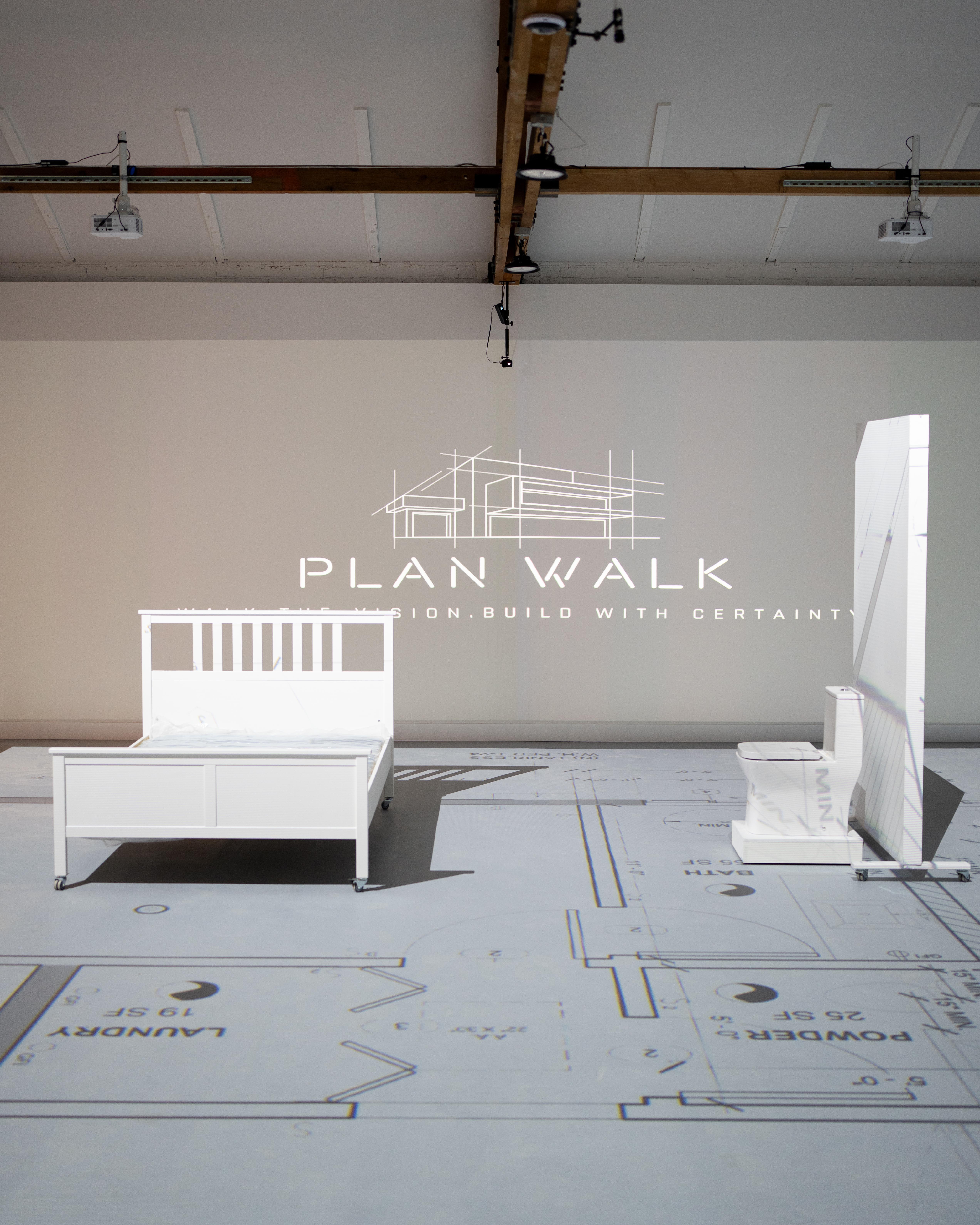 EXAPLAN projecting an architectural floor plan at full scale
